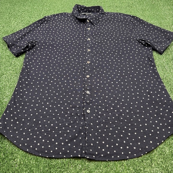 John Varvatos Button Up Shirt Men's Size XL Blue Short Sleeve Collared Slim - Picture 2 of 7